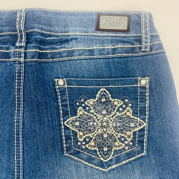 Earl Jean Womens 8P Blue Capri Stretch Med Wash - Picture 9 of 10